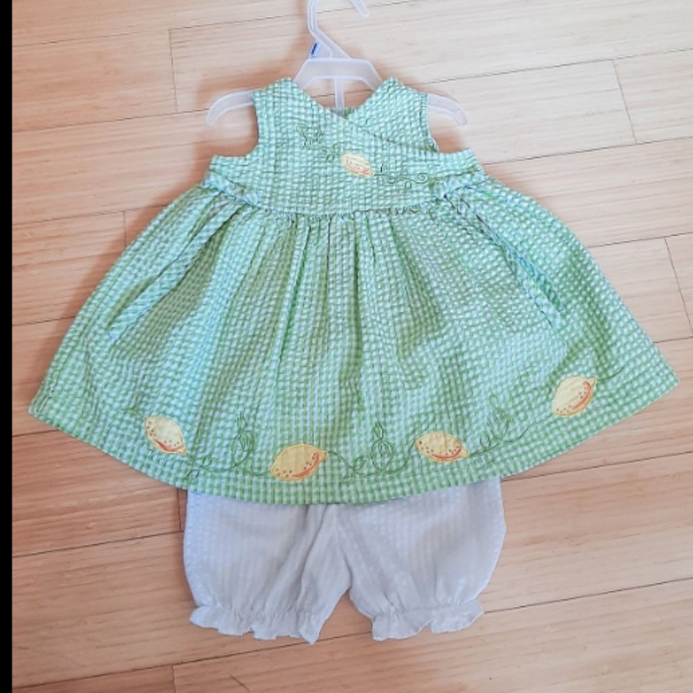 Youngland Green Gingham & Lime Dress (12m)
